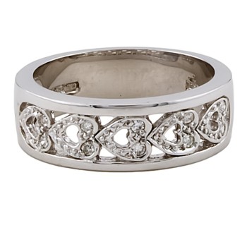 9ct White Gold Diamond Band Ring Size N
